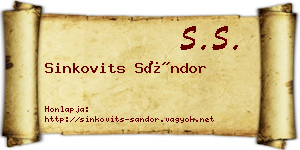 Sinkovits Sándor névjegykártya